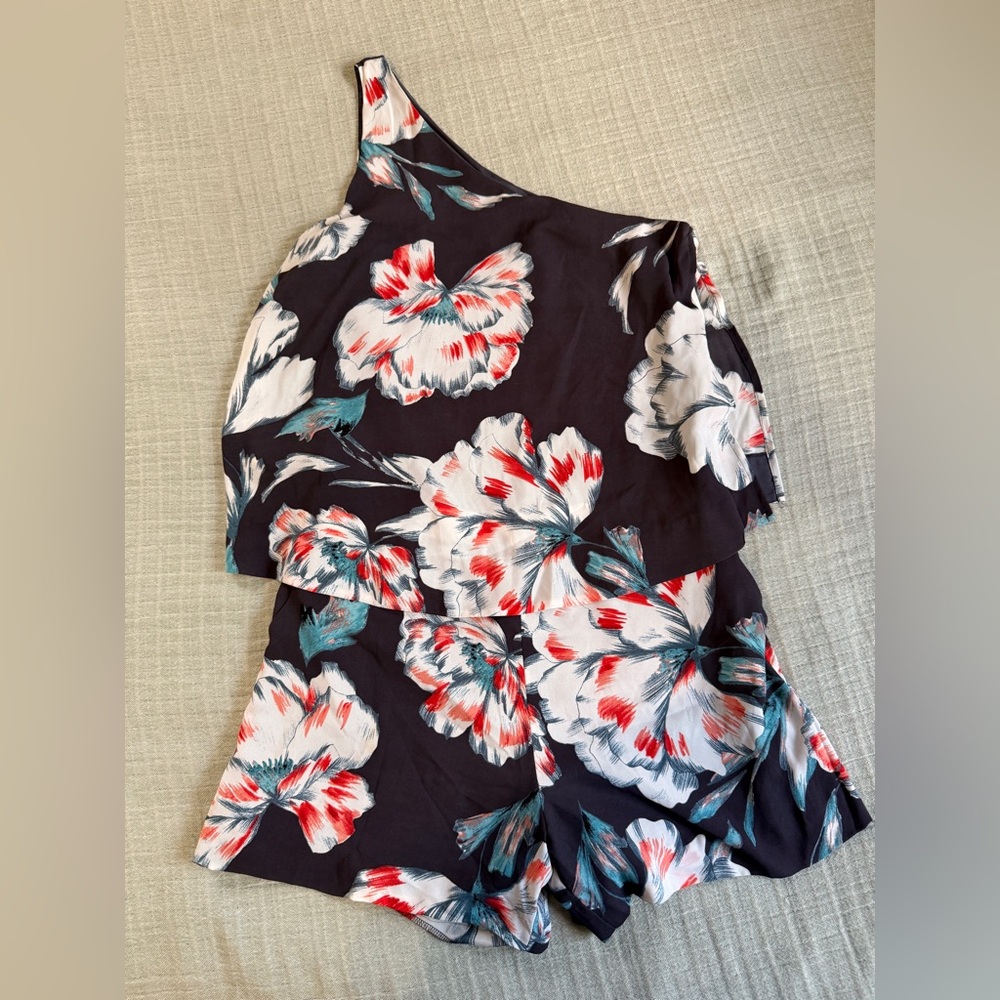 1. State Black Floral One-Shoulder Blouse
